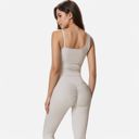 White Small Women's Fitted Square Neck Tank Top with Spaghetti Straps