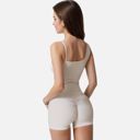 White Small Women's Fitted Square Neck Tank Top with Spaghetti Straps