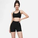 Black Large Women's Seamless Sports Bra with Scoop Neck and Thin Fixed Straps