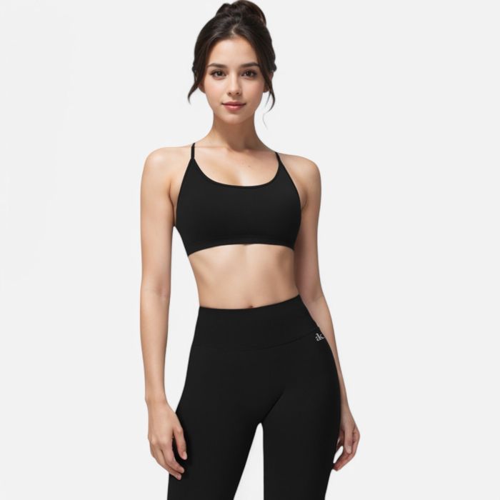 Women's Seamless Sports Bra with Scoop Neck and Thin Fixed Straps