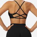 Black Small Women's Seamless Sports Bra with Scoop Neck and Thin Fixed Straps