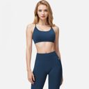 Blue Medium Women's Seamless Sports Bra with Scoop Neck and Thin Fixed Straps
