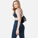 Blue Medium Women's Seamless Sports Bra with Scoop Neck and Thin Fixed Straps