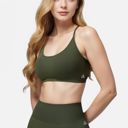 Green Small Women's Seamless Sports Bra with Scoop Neck and Thin Fixed Straps