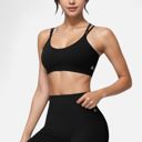 Black Medium Women's Double Strap Sports Bra with V-Neckline and Soft Support