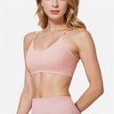 Pink Large Women's Double Strap Sports Bra with V-Neckline and Soft Support