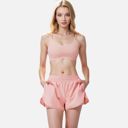 Pink Large Women's Double Strap Sports Bra with V-Neckline and Soft Support