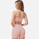 Pink Large Women's Double Strap Sports Bra with V-Neckline and Soft Support