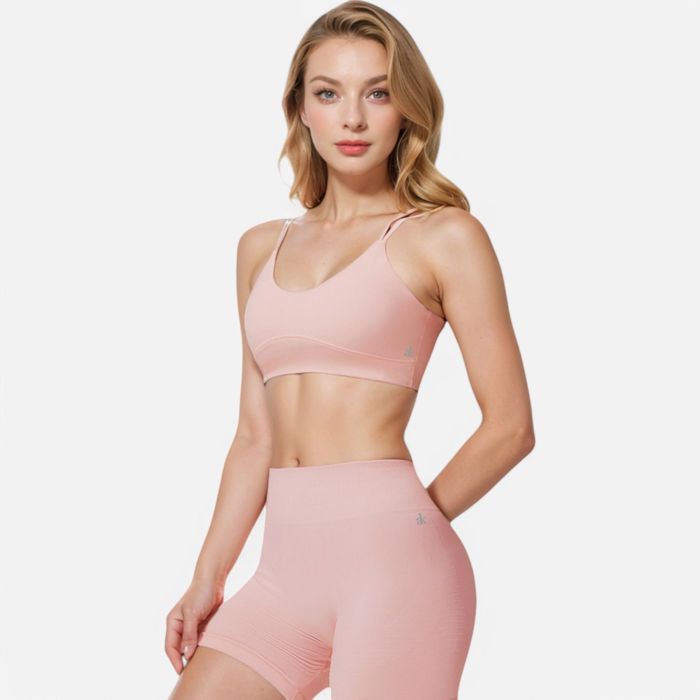 Women's Double Strap Sports Bra with V-Neckline and Soft Support