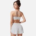 White Medium Women's Double Strap Sports Bra with V-Neckline and Soft Support