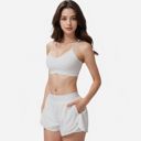 White Small Women's Double Strap Sports Bra with V-Neckline and Soft Support