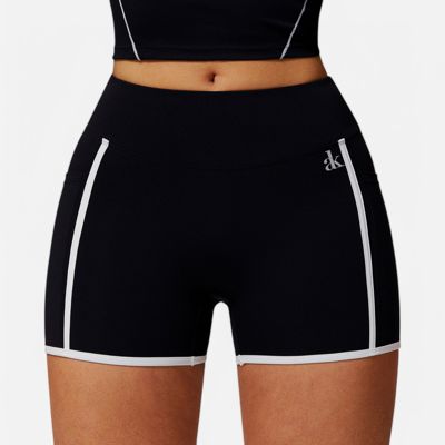 Active Women's High Waist Biker Shorts with Contrast Piping and Seamless Stretch Fabric