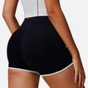 Black Medium Active Women's High Waist Biker Shorts with Contrast Piping and Seamless Stretch Fabric