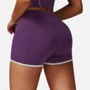 Purple Medium Active Women's High Waist Biker Shorts with Contrast Piping and Seamless Stretch Fabric