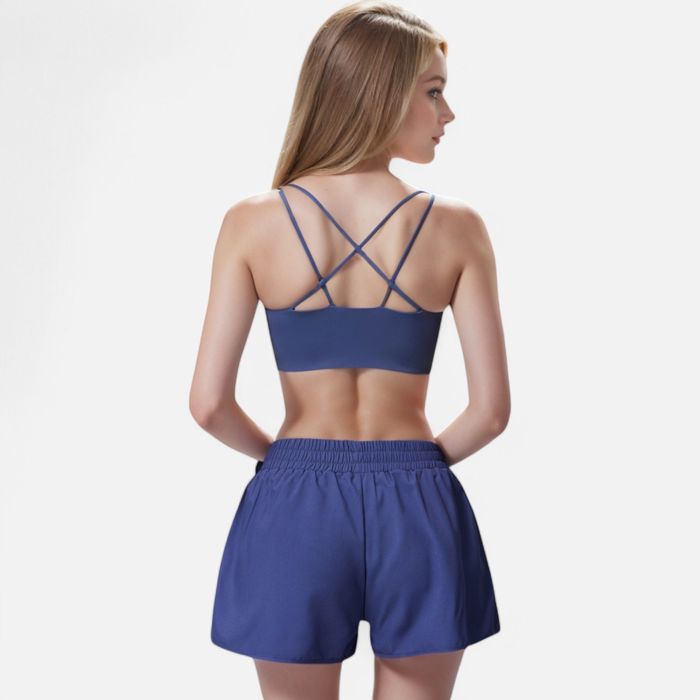 Women's High Waist Double Layered Running Shorts with Elastic Waistband and Curved Hem