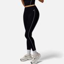 Black Medium Women's High Waist Seam Detail Leggings with Contoured Fit and Stretch Fabric