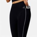 Black Medium Women's High Waist Seam Detail Leggings with Contoured Fit and Stretch Fabric