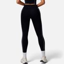 Black Medium Women's High Waist Seam Detail Leggings with Contoured Fit and Stretch Fabric