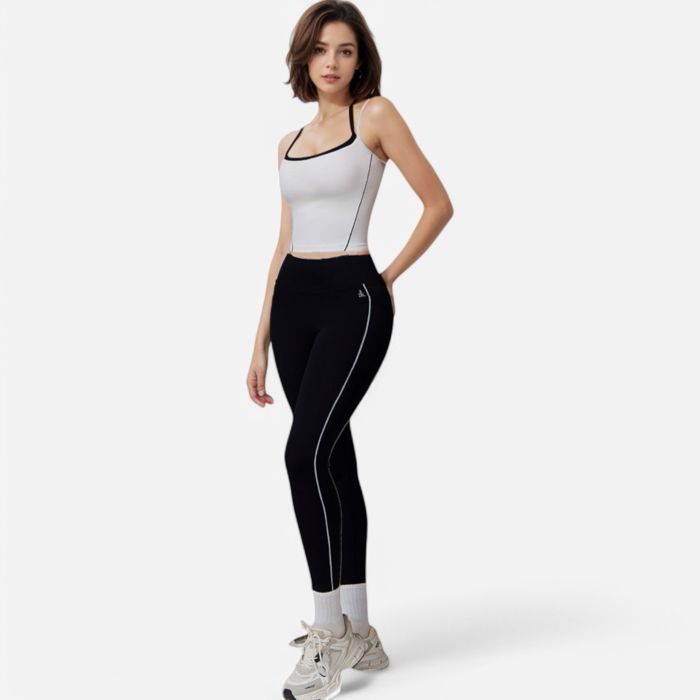 Women's High Waist Seam Detail Leggings with Contoured Fit and Stretch Fabric