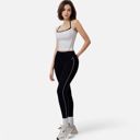 Black Medium Women's High Waist Seam Detail Leggings with Contoured Fit and Stretch Fabric