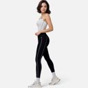 Black Medium Women's High Waist Seam Detail Leggings with Contoured Fit and Stretch Fabric