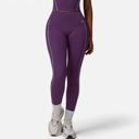 Purple Medium Women's High Waist Seam Detail Leggings with Contoured Fit and Stretch Fabric