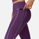 Purple Medium Women's High Waist Seam Detail Leggings with Contoured Fit and Stretch Fabric