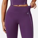 Purple Medium Women's High Waist Seam Detail Leggings with Contoured Fit and Stretch Fabric