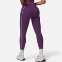 Purple Medium Women's High Waist Seam Detail Leggings with Contoured Fit and Stretch Fabric