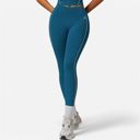 Green Medium Women's High Waist Seam Detail Leggings with Contoured Fit and Stretch Fabric