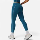 Green Medium Women's High Waist Seam Detail Leggings with Contoured Fit and Stretch Fabric