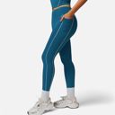 Green Medium Women's High Waist Seam Detail Leggings with Contoured Fit and Stretch Fabric