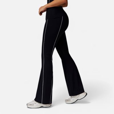 Women's High Waist Flared Leggings with Contrast Seam Detail and Stretch Fabric