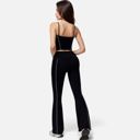 Black Medium Women's High Waist Flared Leggings with Contrast Seam Detail and Stretch Fabric