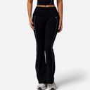 Black Small Women's High Waist Flared Leggings with Contrast Seam Detail and Stretch Fabric