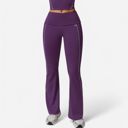 Purple Medium Women's High Waist Flared Leggings with Contrast Seam Detail and Stretch Fabric