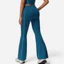 Green Medium Women's High Waist Flared Leggings with Contrast Seam Detail and Stretch Fabric
