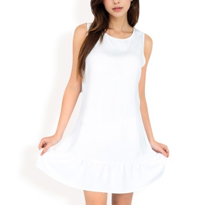 Women's Sleeveless Ruffle Hem Textured Shift Dress