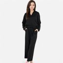 Black Medium Women's Relaxed Fit Pullover and Wide Leg Lounge Pants Set
