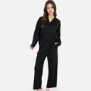 Black XL Women's Relaxed Fit Pullover and Wide Leg Lounge Pants Set