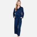 Blue Medium Women's Relaxed Fit Pullover and Wide Leg Lounge Pants Set