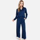 Blue Medium Women's Relaxed Fit Pullover and Wide Leg Lounge Pants Set