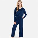 Blue XL Women's Relaxed Fit Pullover and Wide Leg Lounge Pants Set