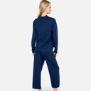 Blue XL Women's Relaxed Fit Pullover and Wide Leg Lounge Pants Set