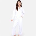 White Medium Women's Relaxed Fit Pullover and Wide Leg Lounge Pants Set