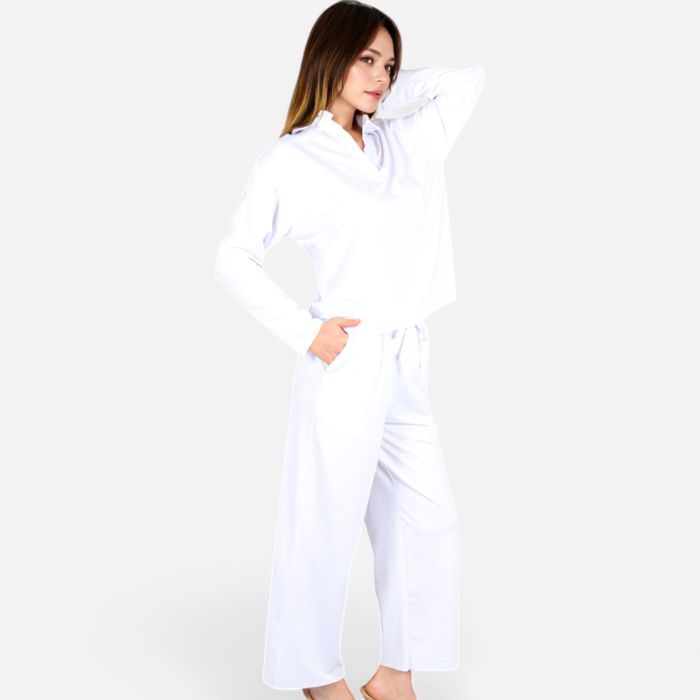 Women's Relaxed Fit Pullover and Wide Leg Lounge Pants Set