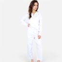 White Small Women's Relaxed Fit Pullover and Wide Leg Lounge Pants Set