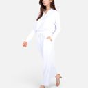 White XL Women's Relaxed Fit Pullover and Wide Leg Lounge Pants Set