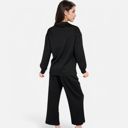 Black Small Women's Long Sleeve Pullover and Wide Leg Pants Lounge Set