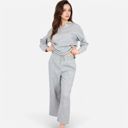 Gray Medium Women's Long Sleeve Pullover and Wide Leg Pants Lounge Set